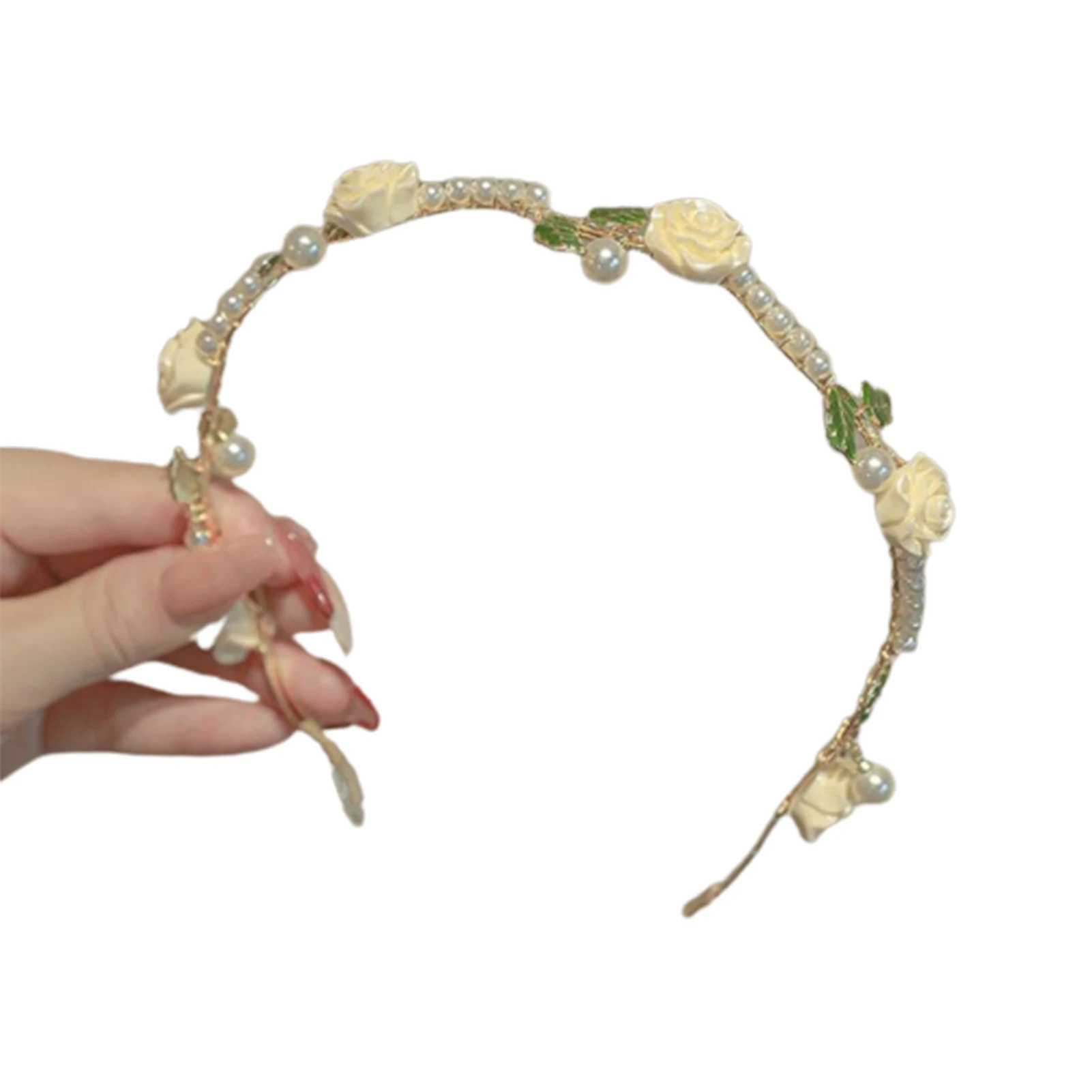 

Crystal Headbands for Women Flowers and Leaves Rose Pressure Hairbands Head Hoop Headwear Accessory