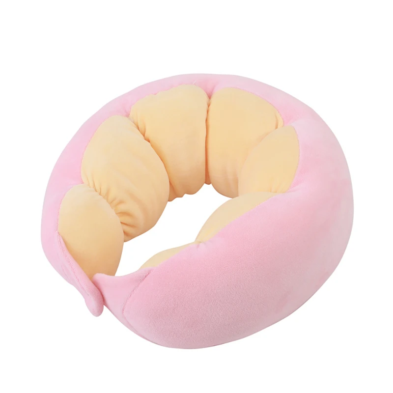 

2022 Cartoon Plush U-shaped Pillow PP Cotton Lovely Comfortable Head Pillow Outdoor Travel Portable U Pillow Peas