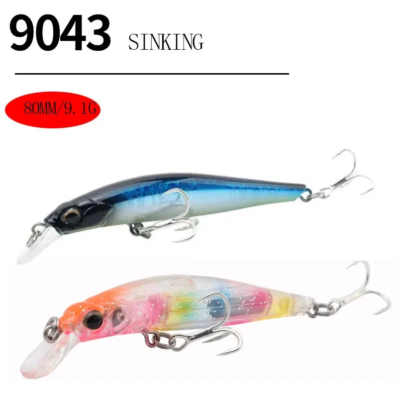 

80mm 9.1g Heavyweight Flying Sinking Minnow Fishing Lure Swimbait Artificial Hard Baits Wobbler for Pike Trout Bass Accessories