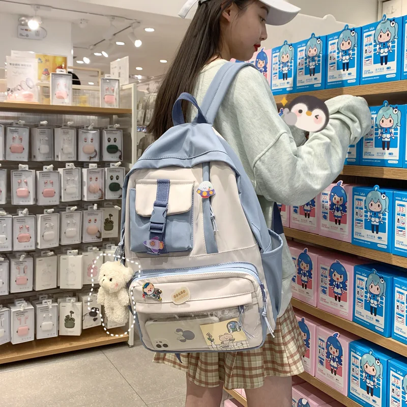

Kawaii Pupil Women School Backpack Bag Female Harajuku Waterproof School Bags for Teenage Girls Cute Travel Backpack 2021 New