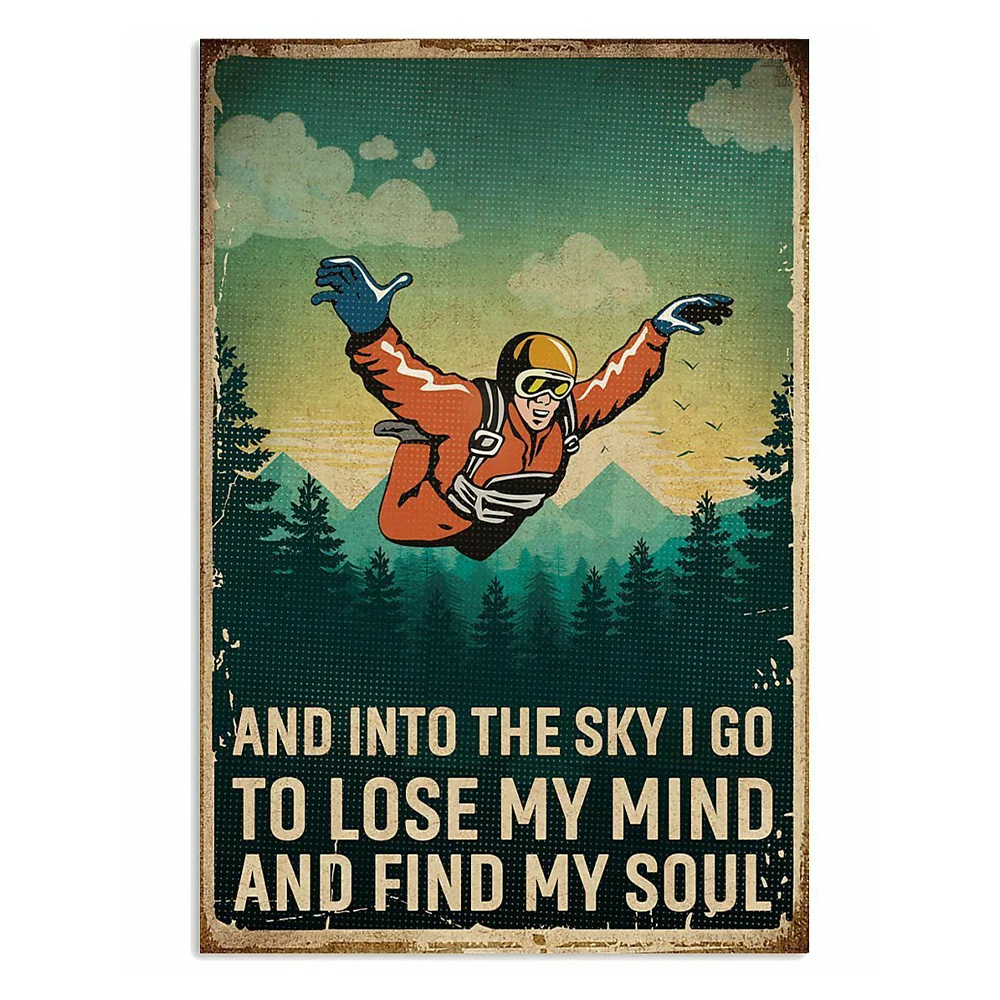 

Vintage Retro Sky Find My Soul Skydiving Tin Signs Iron Painting Wall Plate Home Bar Pub Man Cave Decor