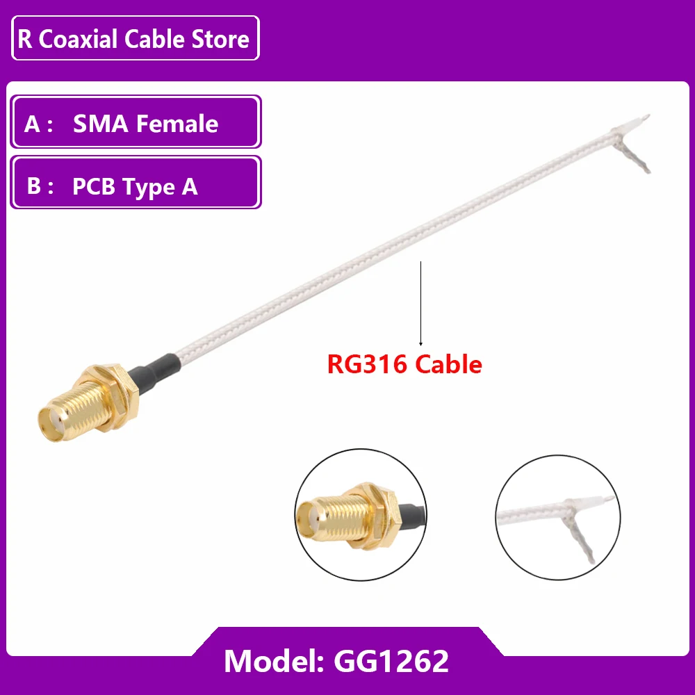 

Кабель SMA Male to PCB Solder Pigtail RG316 R GG1262/GG1263