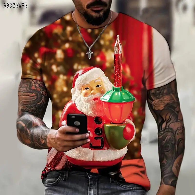 Рождественская Карнавальная новая брендовая мужская футболка 3D печать костюм