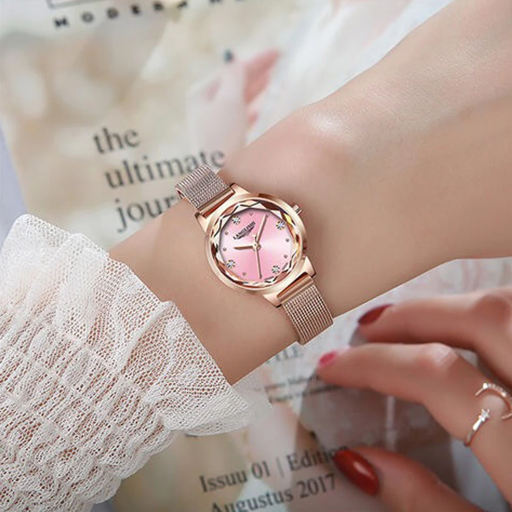 LANGLISHI Simple Women Watches Fashion Top Luxury Rose Gold Quartz Wrist Watch Ladies Waterproof Clock Girl Relogio Feminino enlarge