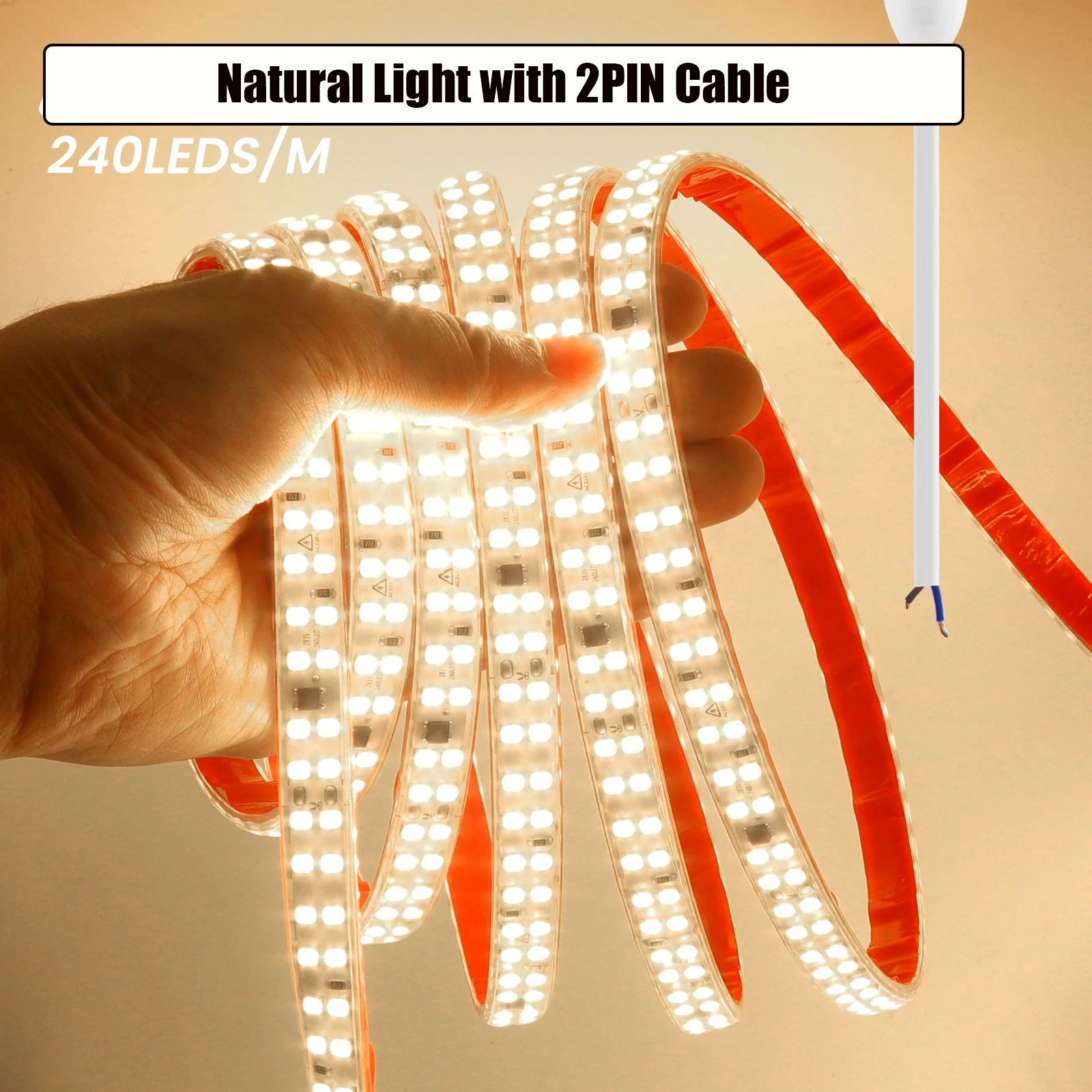 

HEGEHE Светодиодная лента 220В, водонепроницаемая, 240 светодиодов/м, 3000К/4000К/6000К