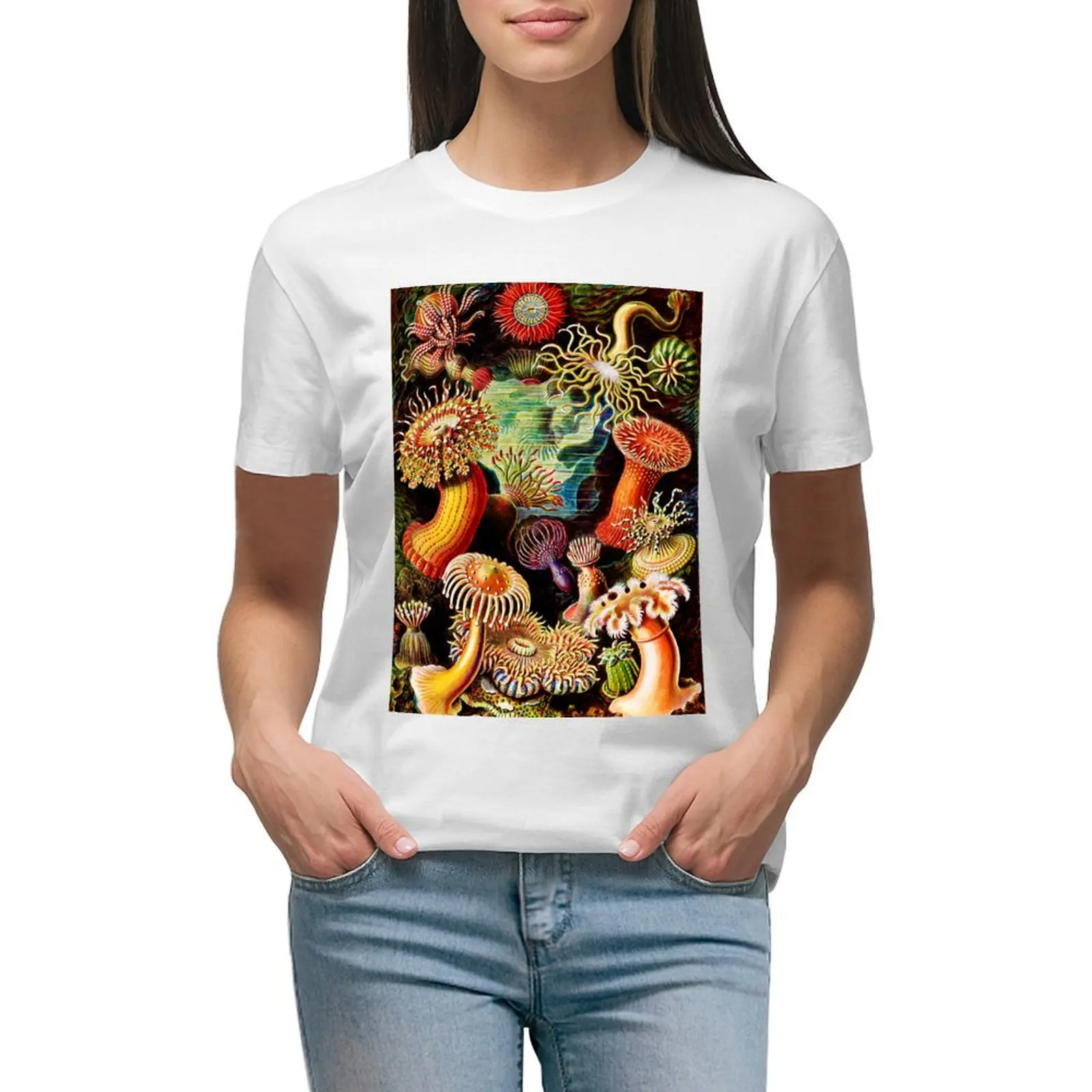 Actiniae-seeanemрезультат Эрнста Haeckel -Actiniae Sea Anemones от Футболка с принтом животных для