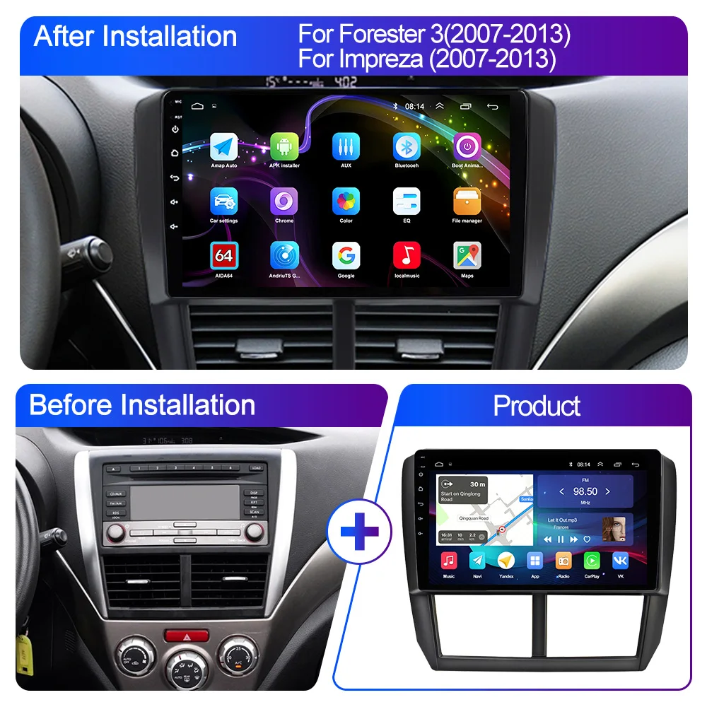 Фото Android LEHX L6Pro Android 2din Автомобильное радио для Subaru Forester 3 SH Impreza 2007-2013 Мультимедийный Carplay Autoardio Gps Головное устройство №4