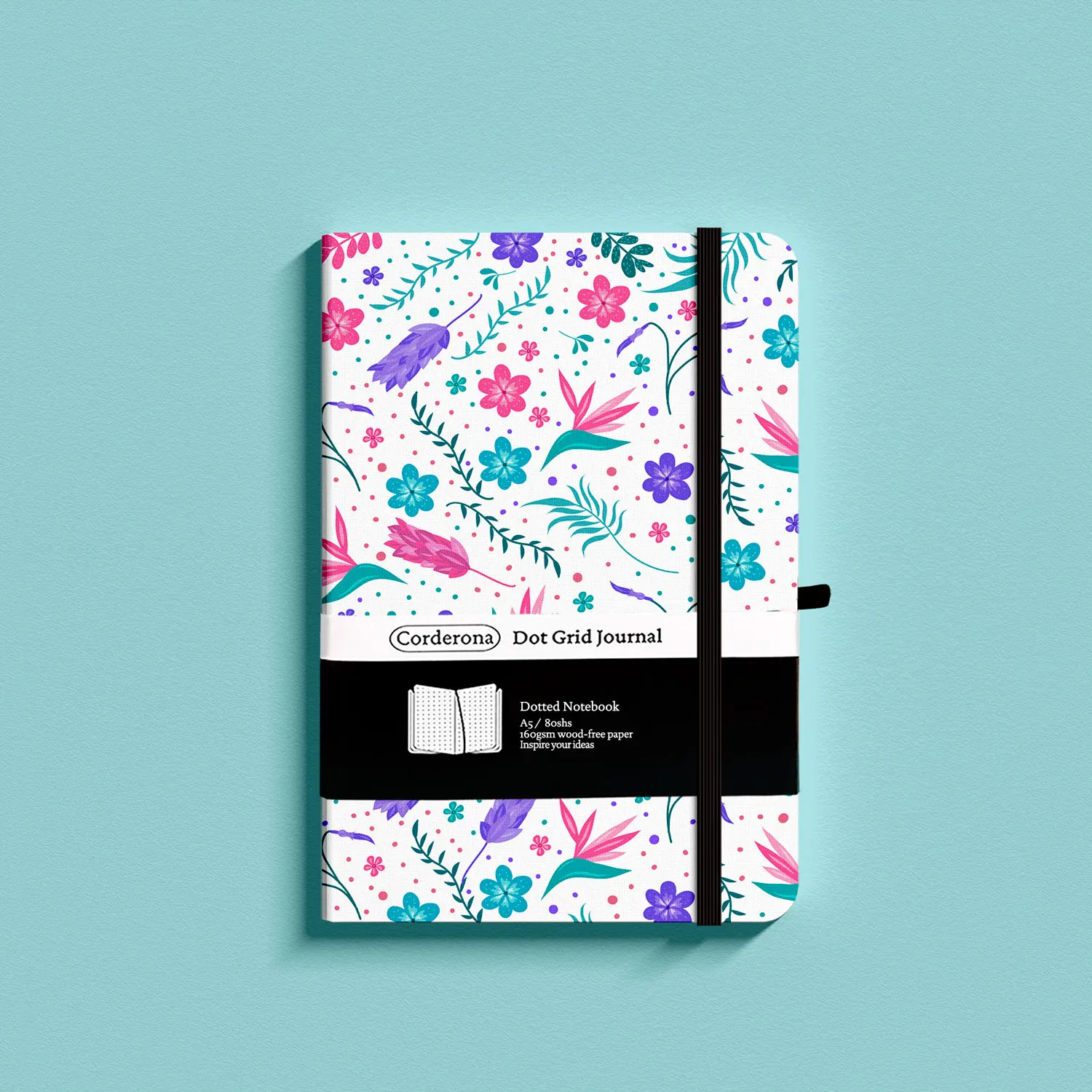 A5 Nature Exotic Flower Dotted Grid Bullet Notebook Travel Journal Hardcover 160gsm Planner Diary