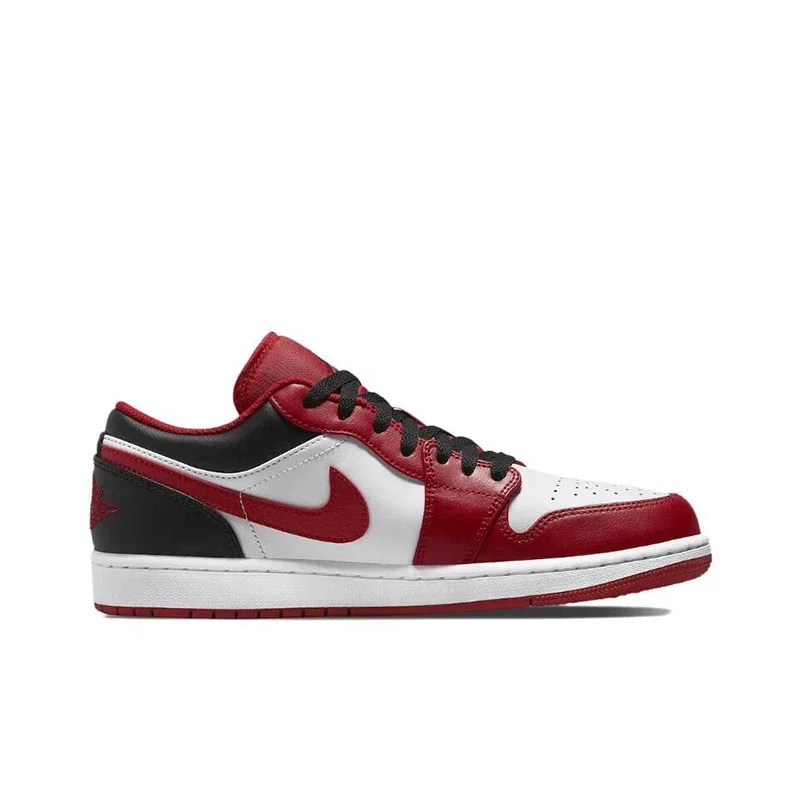Original Air Jordan 1 low &quotRed Anti-Slip Low Top Retro Basketball Shoes Men's Sneakers Red and White Black 553558-610