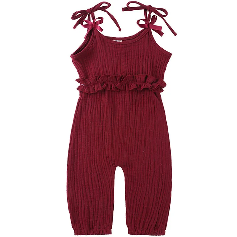 

Baby Girl Small Sling Summer Cool Bandage Jumpsuit Lace Cotton Linen Cute Multicolor All-Match Fashion Casual Overalls