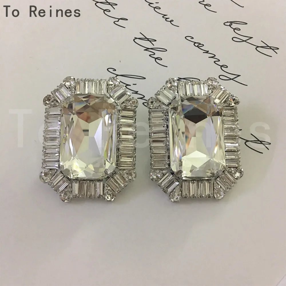 To Renies элегантные геометрические большие серьги-клипсы с цирконием французские