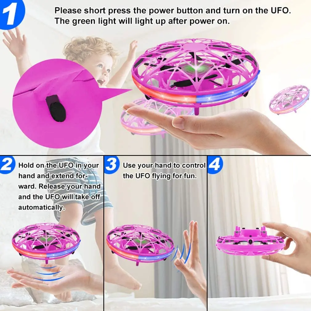 

Mini Flying Helicopter RC UFO Dron Aircraft Boys Hand Controlled Drone Infrared RC Quadcopter Induction Kids Toys