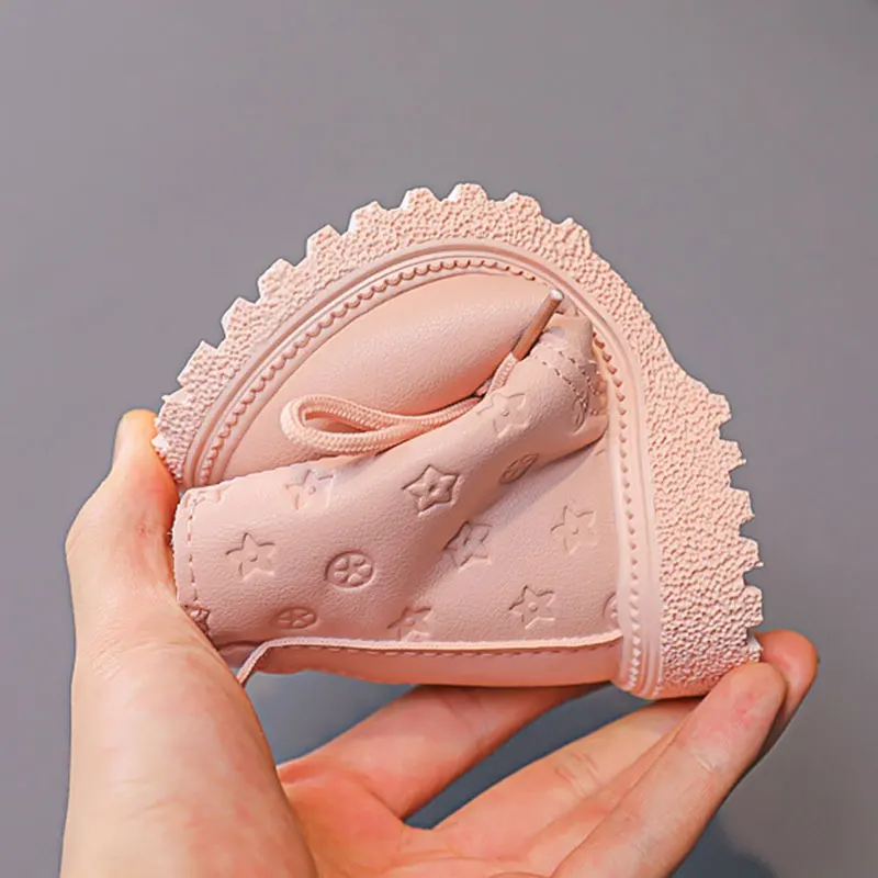 Fashion Print Children Boots Winter Plush Ankle boots Warm Soft Bottom Leather Shoes for Toddler Baby Girls Non-slip Kids Shoes