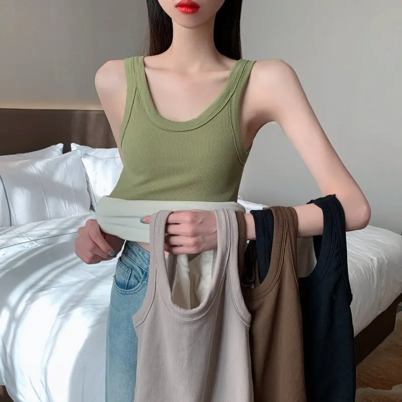 

Winter Wool Thickened Thermal Vest Slim Underwear Women's Vest Sleeveless Velvet Vest Tank Top Women