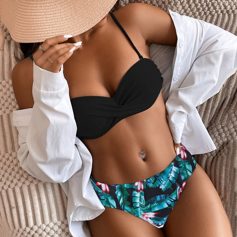 

Женский винтажный купальник-бикини с высокой талией