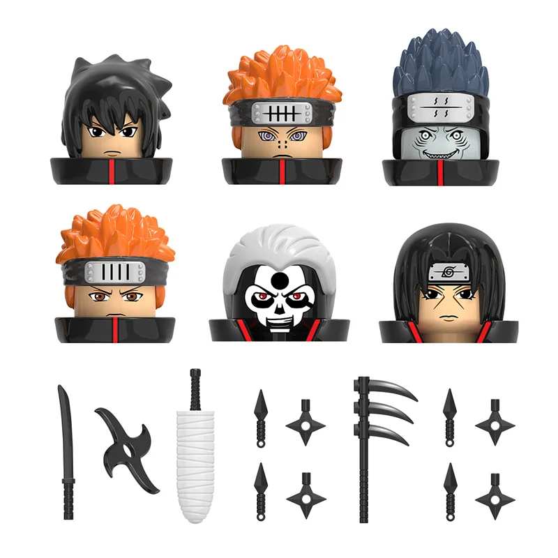 

Single Cartoon Akatsukies Uchihaes Itachies Sasukes Ninjaes Figures Head accessories Building Block children K2001-2006