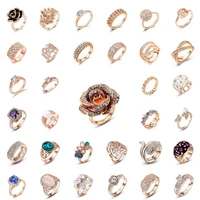 women plated charm jewelry fashion rose gold lady wedding crystal 18k ring