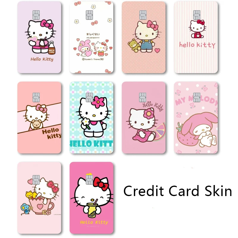 Стикеры для кредитных карт Hello Kitty Sanrios оригинальные стикеры в стиле аниме милые