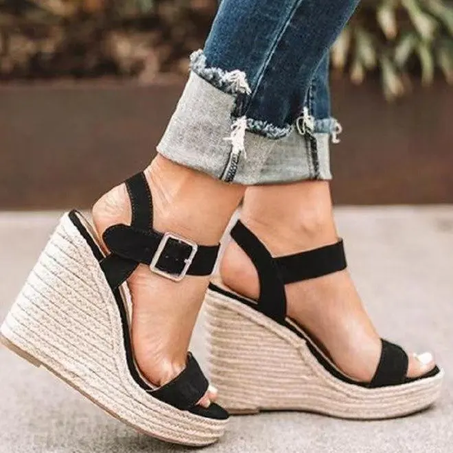 

High Heels Elegant Woman Heeled Shoes for Women Wedge Heel Wedge Sandal Platform Women's Sandals Summer 2023 sandalias de mujer