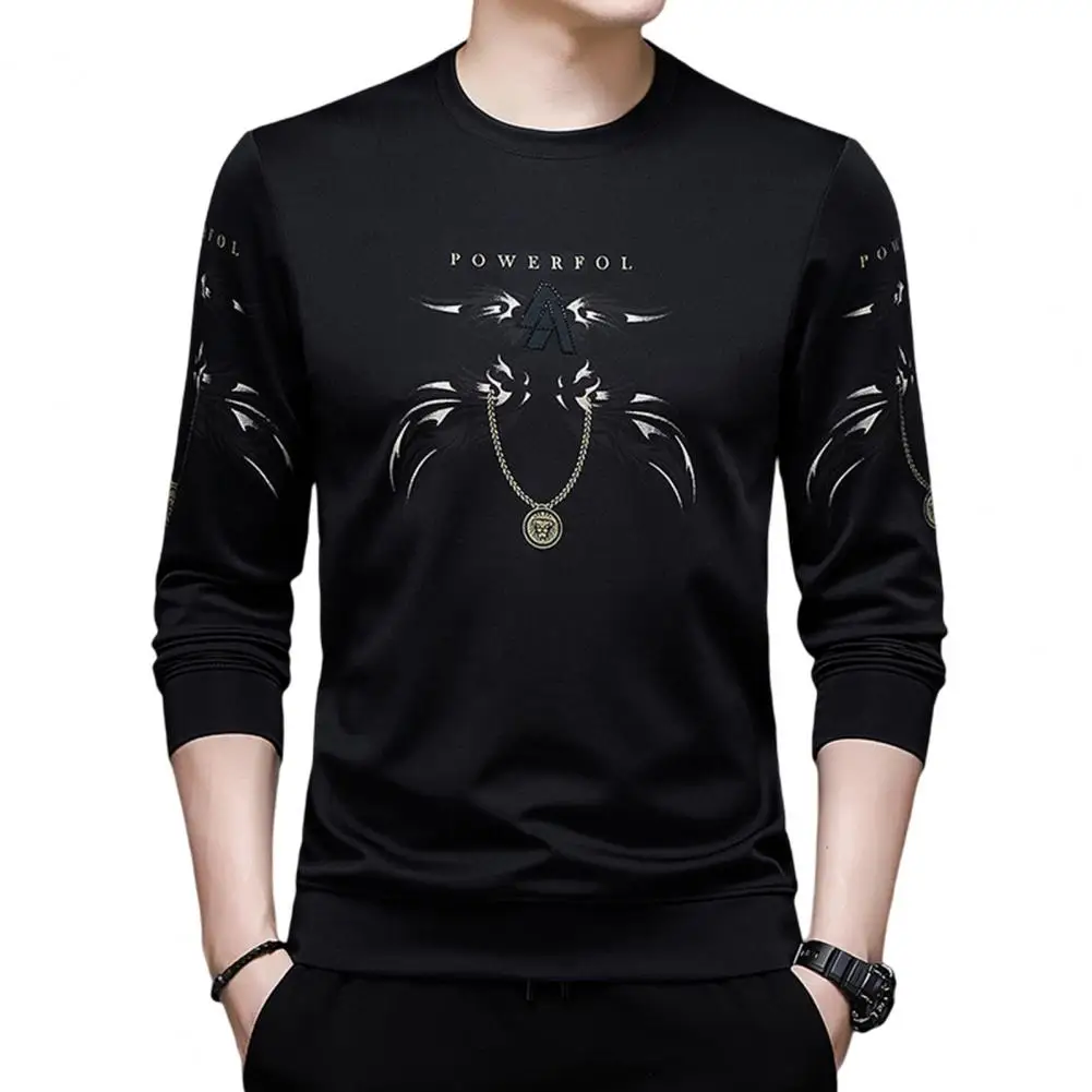 

Trendy Wear-resistant Young Style Casual Elastic Cuff Fall Sweatshirt Daily Clothing Men Tops Men Sweatshirt