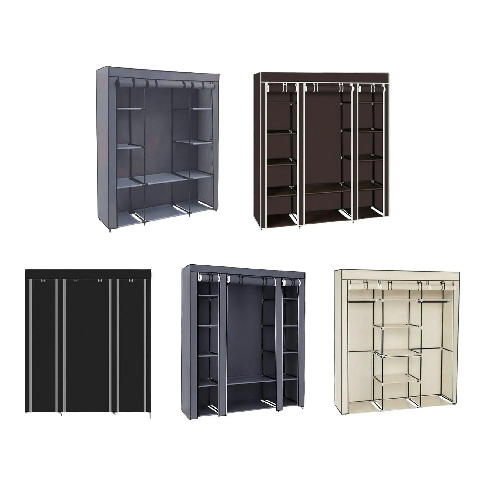 

Fabric Wardrobe Clothes Storage Cabinet Organizer Dustproof Cover Freestanding Portable Clothes Closet for Shirts Shoes Garments