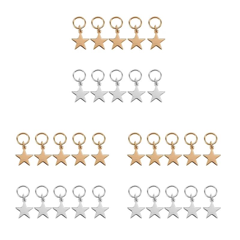 & Gold Star Hair Rings Braids Plaits Hair Clips Metal Cuffs Hair Decoration