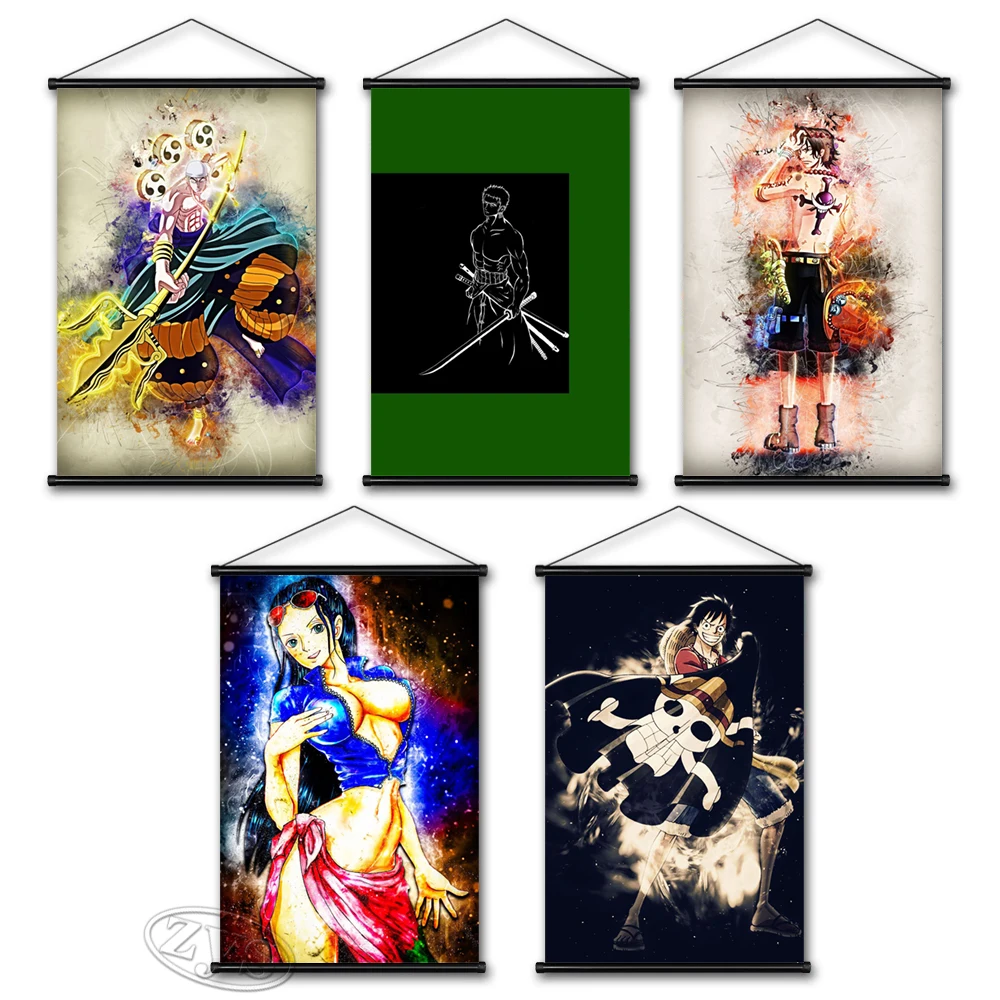 

One Piece Hanging Scrolls Wall Artwork Roronoa Zoro Picture Poster Canvas Painting Mural Modular Living Room Home Decor Cuadros
