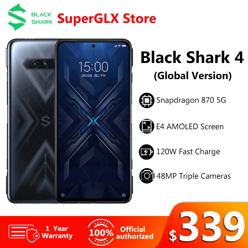 global version black shark 4 5g gaming phone snapdragon 870 mobile phone 144hz display 120w fast charging smartphone free global shipping
