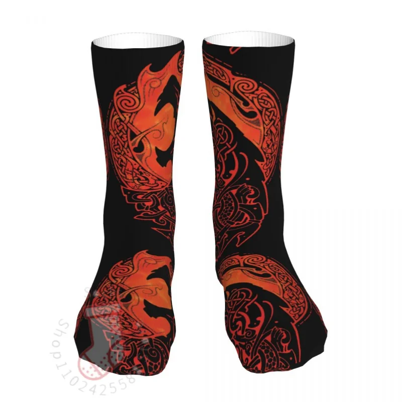 

New Socks Male Mens Women's Novelty Viking Valhalla Odin Fenrir Loki's Son Socks High Quality Socks All Year Longer