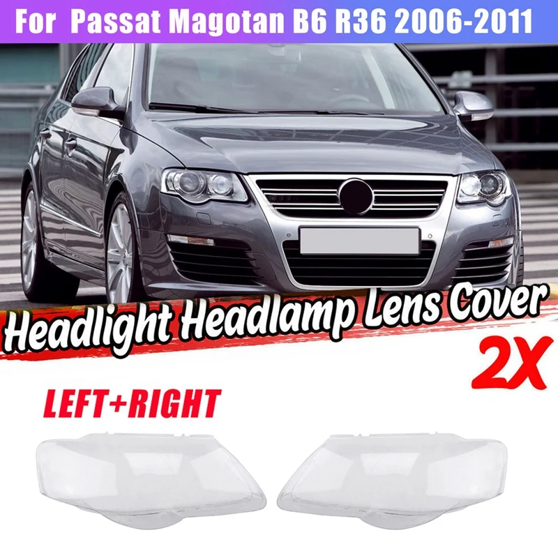 

1 Pair Left+Right for Passat Magotan B6 R36 2006-2011 Car Headlight Lens Cover Lampshade Front Light Shell Cover