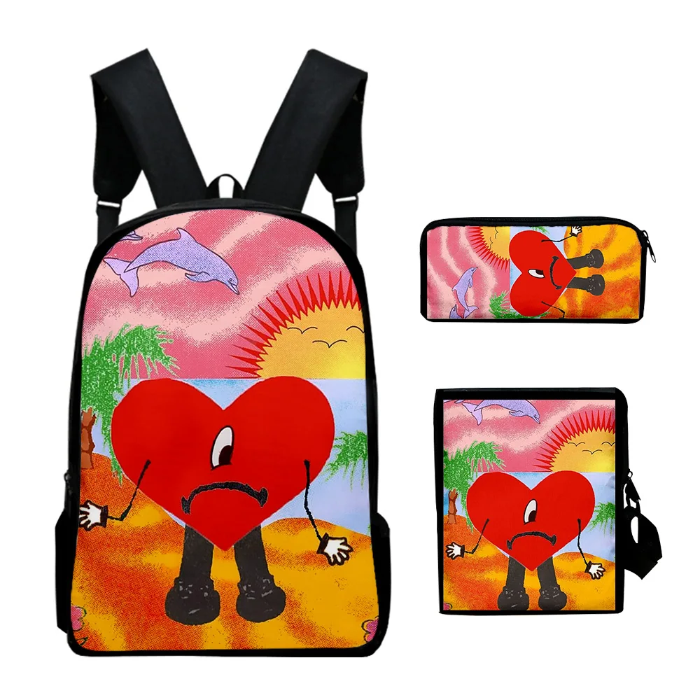 

2022 Ransel 3 Buah/Set плохой заяц, популярный продавец, школьный игровой ремень, 3D батареи для ноутбука, для путешествий