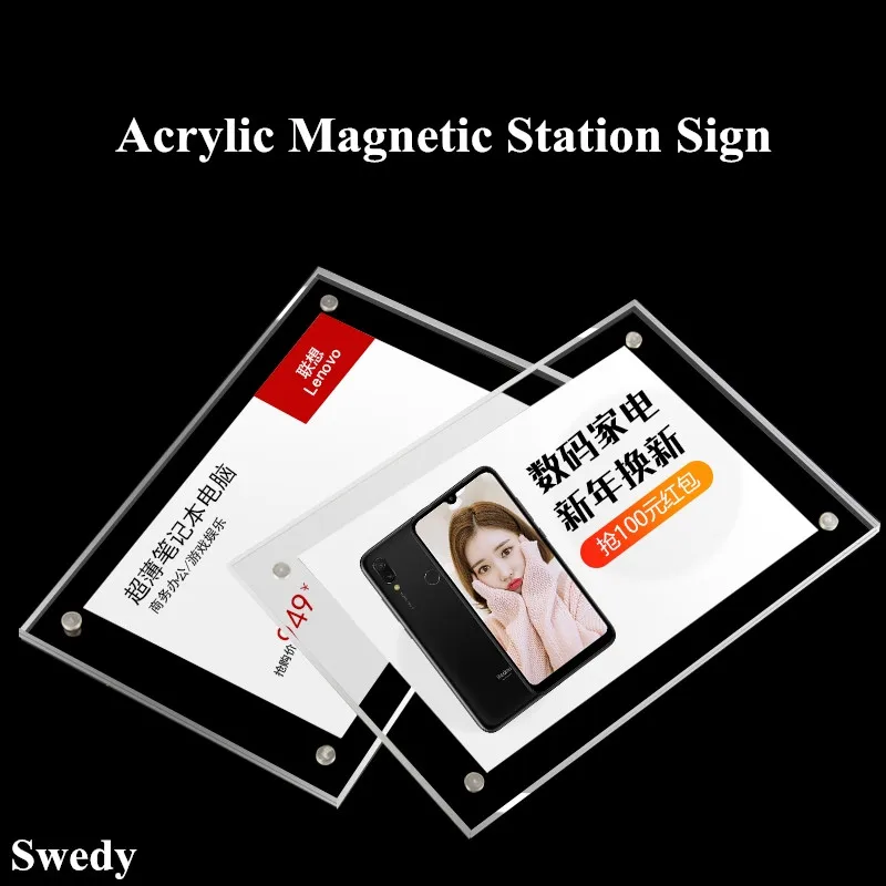 

100X150mm A6 Magnetic Mini Price Tag Label Card Holder POP Up Display Stand Acrylic Sign Holder Frame