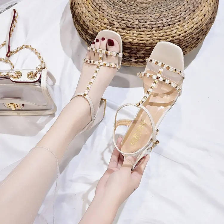 

Сандалии женские с пряжкой One word, босоножки на толстом каблуке, высокий каблук средней высоты, лето 2022