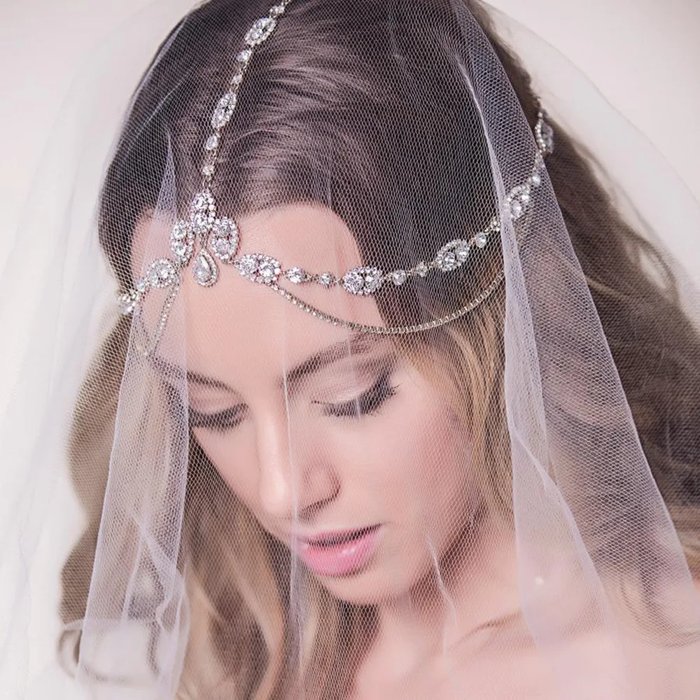 

Rhinestone multi-layer forehead chain, bride wedding hair accessories, jewelry