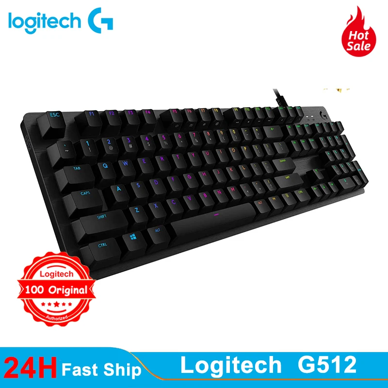 

Оригинальная Проводная Механическая игровая клавиатура Logitech G512 CARBON LIGHTSYNC RGB с коричневыми переключателями GX для кибергеймеров, клавиатура