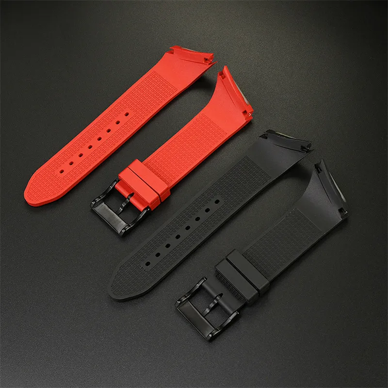 25mm Rubber Strap for Hamilton Ventura H24655331 H24615331 Stainless Steel Buckle Men Quality Silicone Replace Watch Band Belt