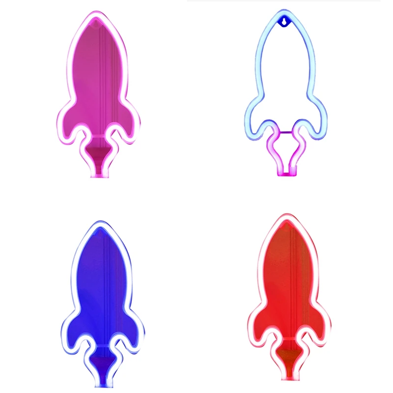

LED Rocket Neon Light Sign Creative Colorful Night Light Party Wedding Christmas Home Party Wall Decoration