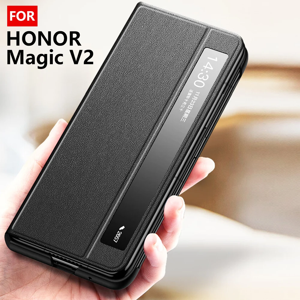 

Флип-чехол из натуральной воловьей кожи для Honor Magic V2 Business Smart Sleep Wake, чехол для сотового телефона MagicV2 Capa