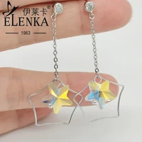 original design 925 sterling silver shaking star crystal drop earrings for women fine jewelry fantasy eardrop gift for girl new