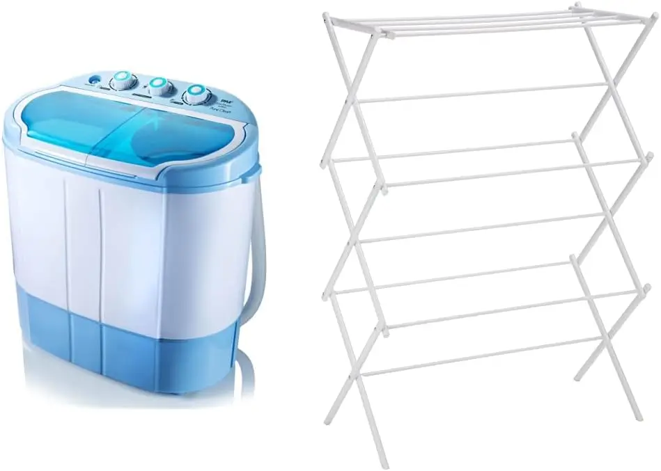 

PYRPUCWM22 Compact & Portable Washer & Dryer, 0, White and Basics Foldable Laundry for Air Drying Clothing - 41.8"