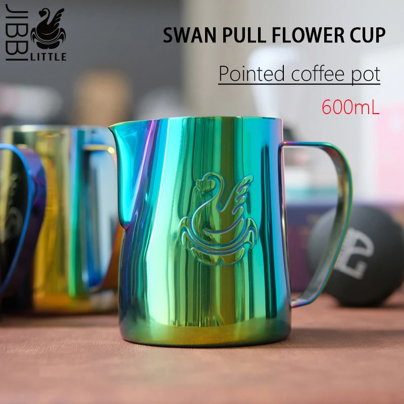 

Little Swan Milk Steaming Frothing Pitcher Stainless Steel Non-Stick Milk Jug Pull Flower Cup Coffee Cappuccino Latte