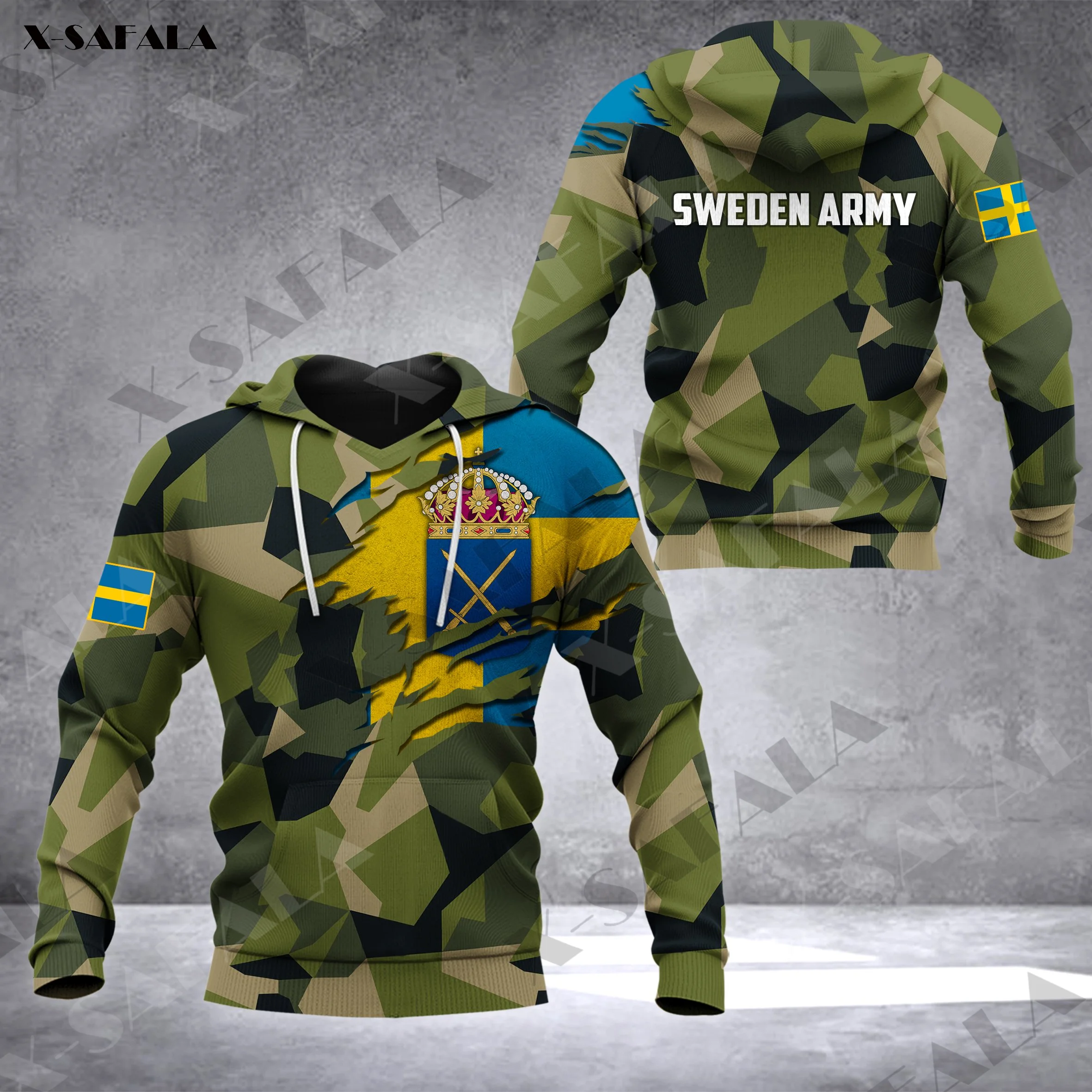 

SWEDEN Emblem Flag Army Veteran Skull 3D Print Zipper Hoodie Men Pullover Sweatshirt Hooded Jersey Tracksuits Outwear Coat