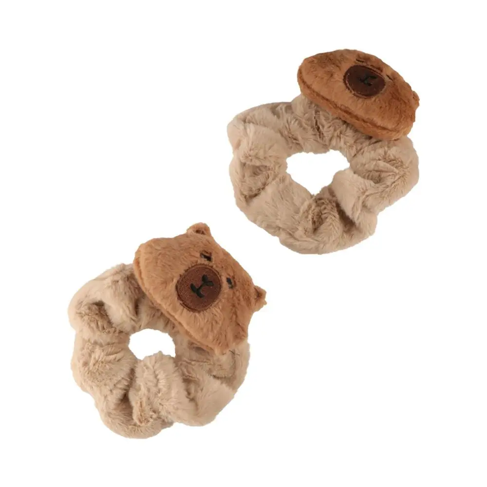 Плюшевые заколки-крабы капибара розовый коричневый