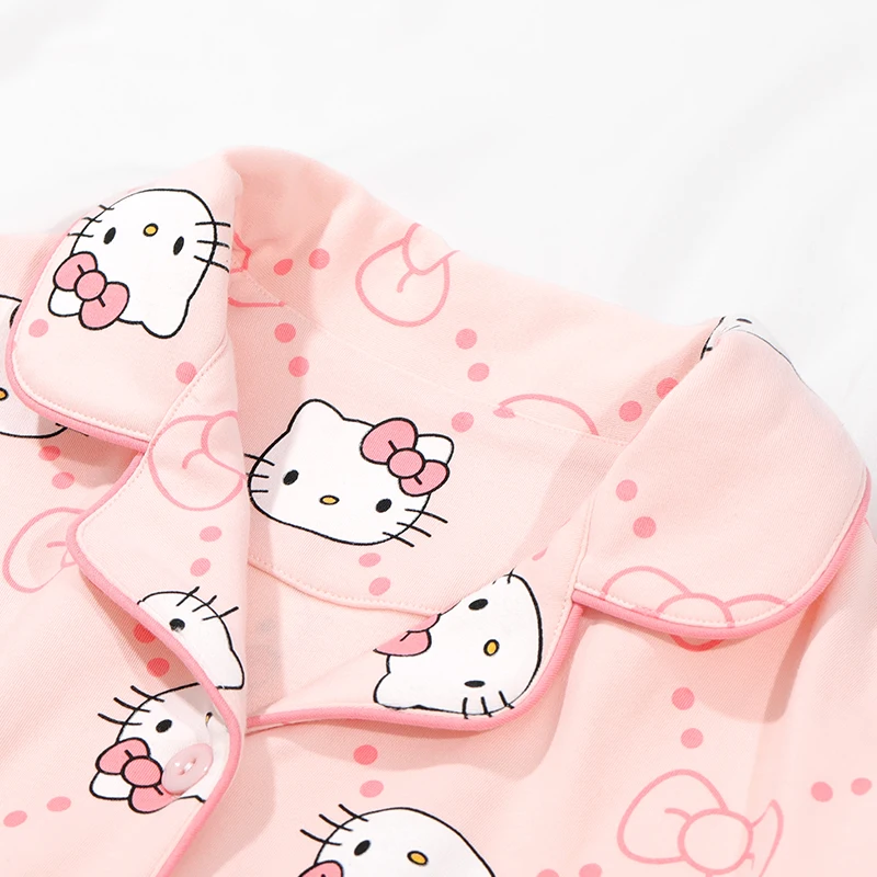 

Пижама Hellokitty Sanrio, хлопковая для девочек на весну и осень, милые японские мягкие пижамы Hellokitty для девочек, подарок