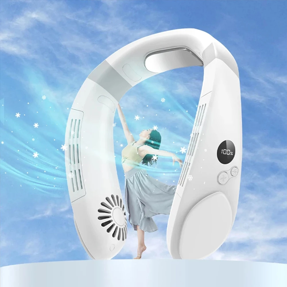 

Hanging neck fan, mobile air conditioner bladeless neckband portable fan