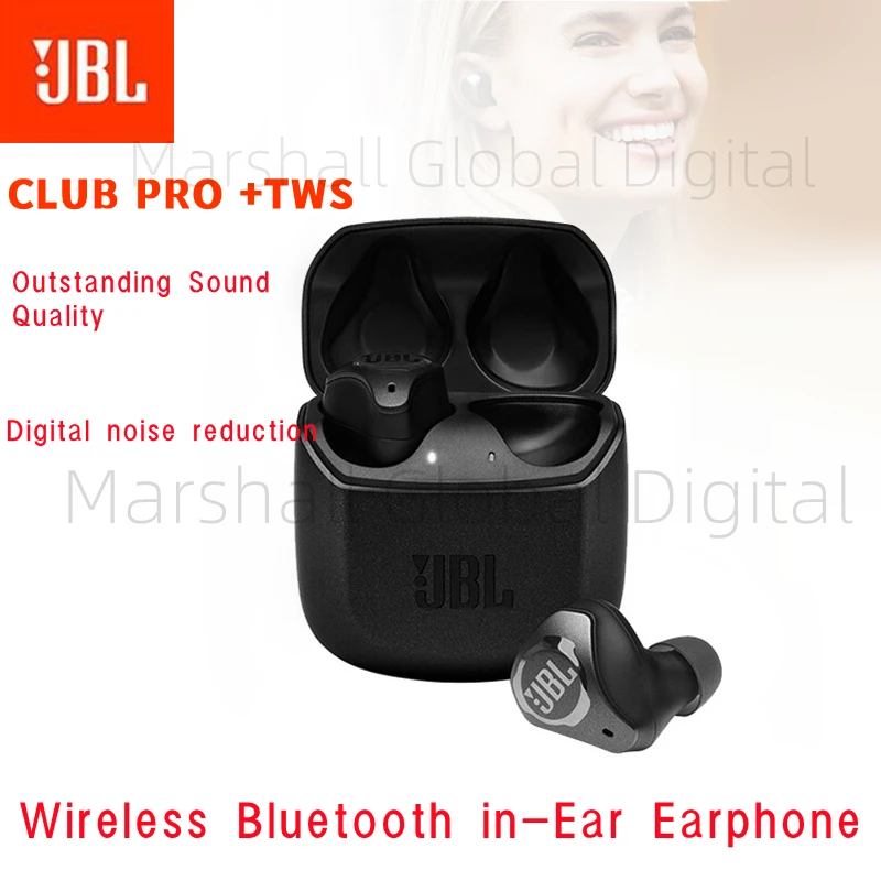 

JBL CLUB PRO + TWS Ture Беспроводные наушники с шумоподавлением Bluetooth 5,1 спортивные наушники водонепроницаемые наушники с микрофоном зарядный чехол