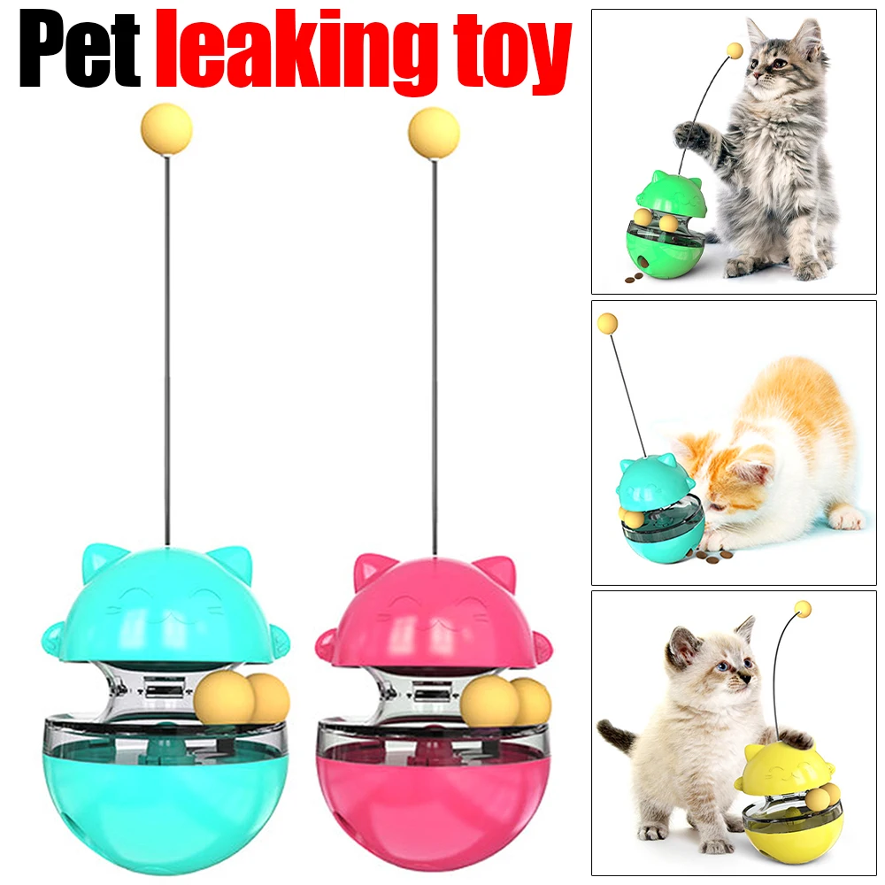 

Cat Teaser Feeder Ball Pets Supplies Cat Kitten Funny Tumbler Slow Eating Food Leak Dispenser Feeder Ball Teaser Toy