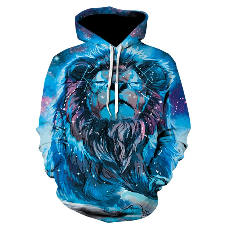 

Men's hooded sweatshirt Long sleeve round neck 3D animal print hooded men's street wear Men's spring and autumn casual wear