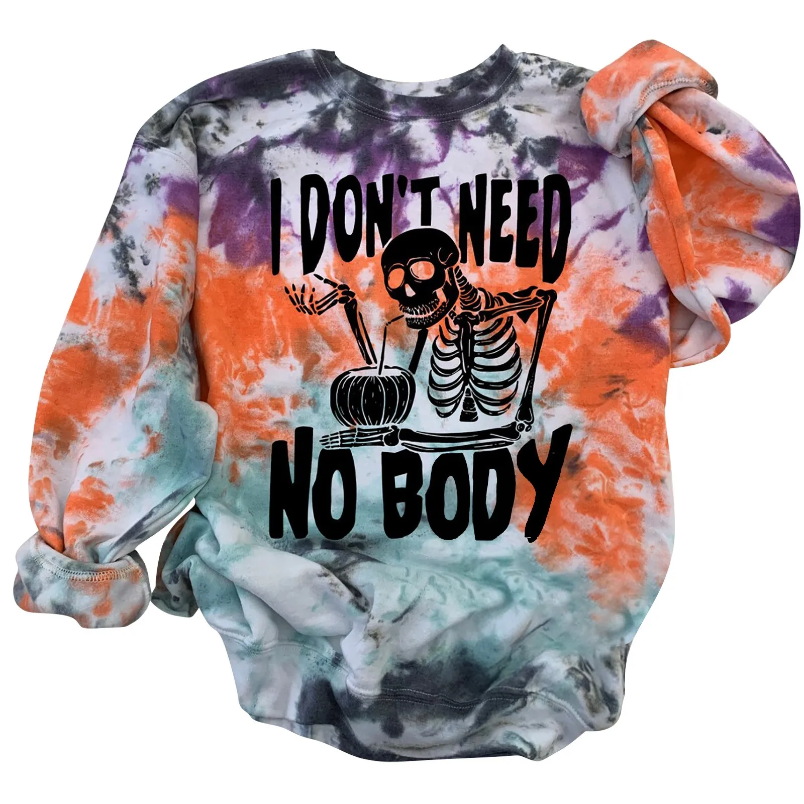 

Halloween Letters Hoodless Sweatshirt Womens Casual Fall Long Sleeve Sweatshirt Button Down Top Lightweight Heavy Zip Sweatshirt