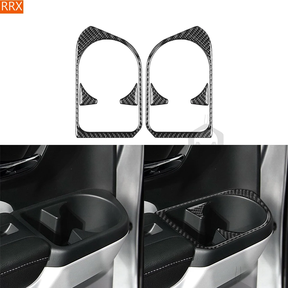 

For Honda Ridgeline 2017 2018 2019 2020 Rear Door Cup Holder Panel Cover Real Carbon Fiber Sticker Car Interior Accessories